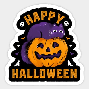 Purple Cat Halloween Scary Spooky Vintage Sticker